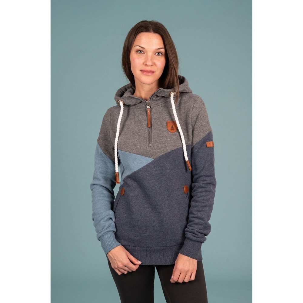 Wanakome Roxy Petrol Mix‎ Half-Zip Hoodie Blue Grey XL